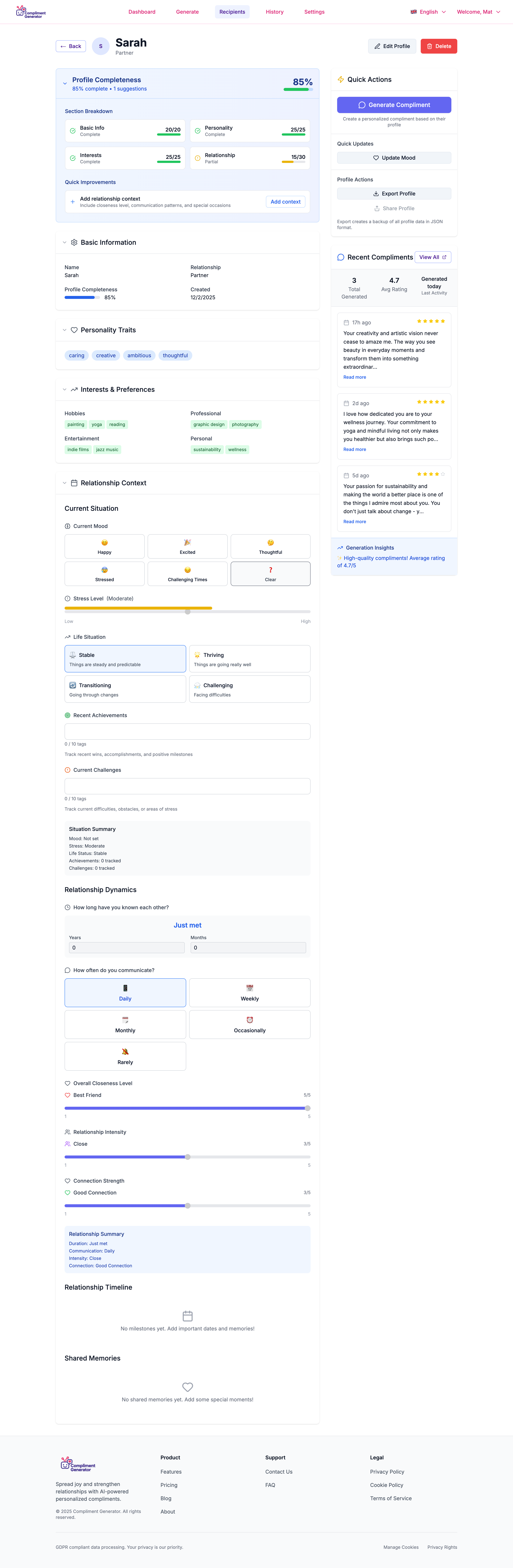 Detailed Profile View